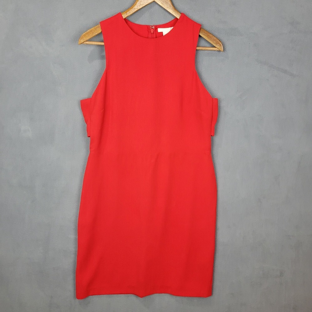 H&M‎ Sheath Dress Women's 12 Red Classic Round Neck Back Zip Sleeveless Outdoor